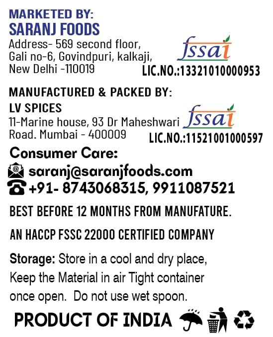 SARANZ SARANZ Paneer Tikka Masala Perfect for Cooking, Ready to Use, No added colours, Spice Powders and Masalas, Premium Artisanal Spices with Rich & Strong Flavour-100 Grams Bottle