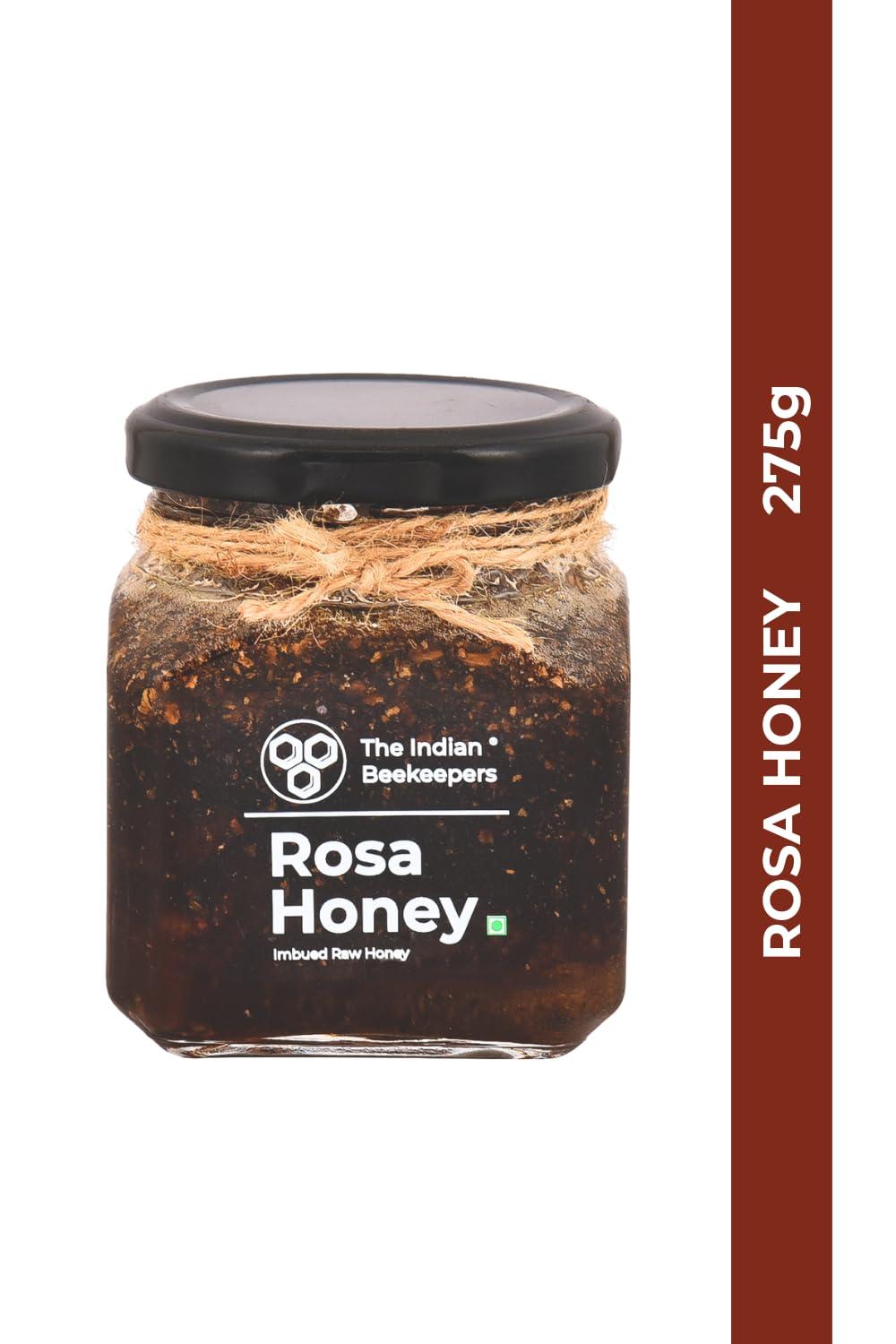The Indian Beekeepers The Indian Beekeepers Rosa Honey, Rose Imbued Raw Honey, Natural Blood Purifier, No Sugar Added, Unprocessed & Unfiltered, 275 gm