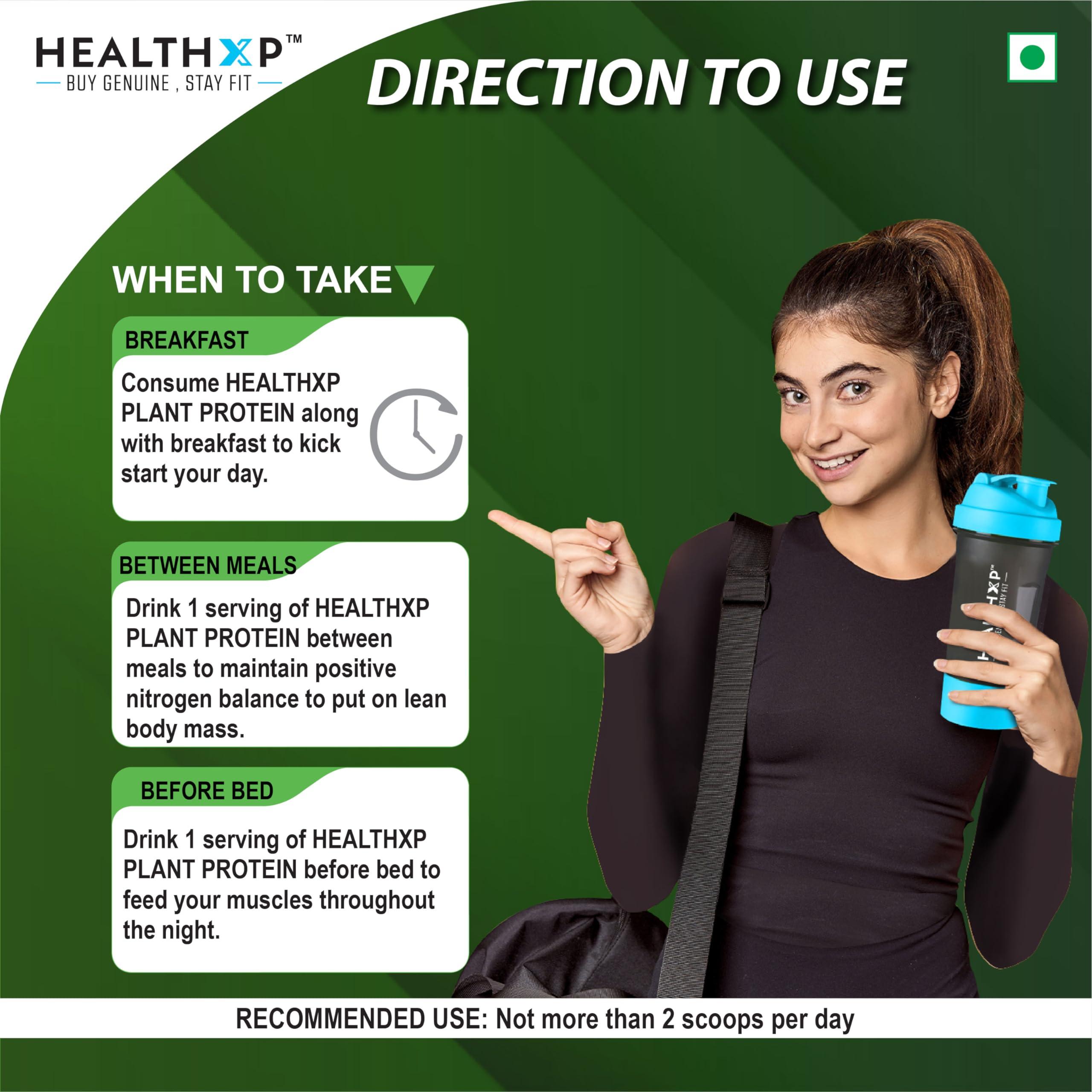 HealthXP HealthXP Plant Protein, 25g Protein, No Added Sugar, Vegan and Enriched with Minerals, Vitamins, Superfoods (Strawberry, 1 KG)