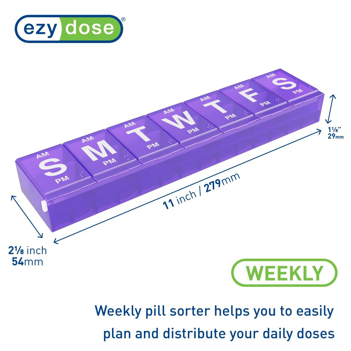 EZY DOSE 7-day AM/PM Locking Pill Reminder - 3XL,colors may vary