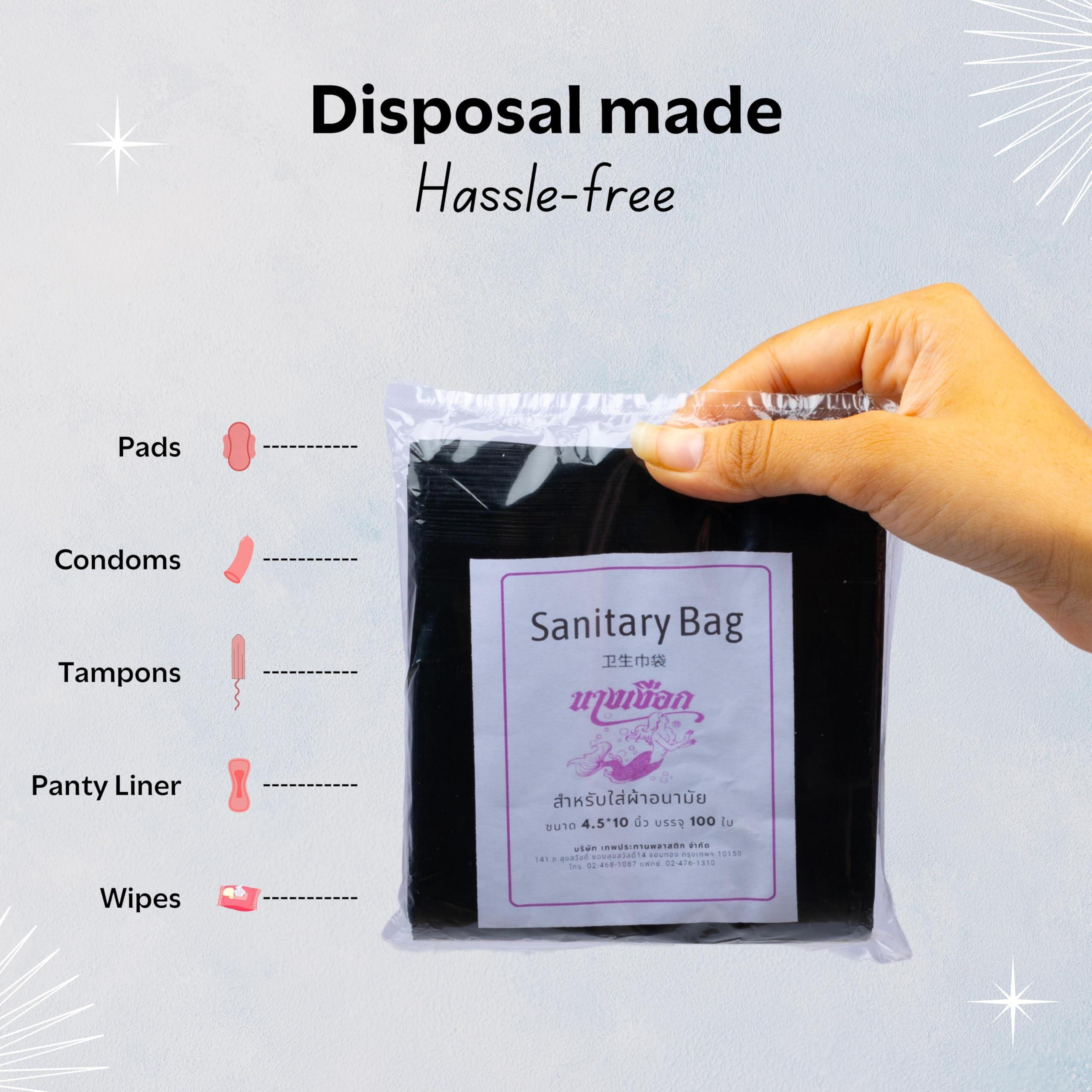 MISTYCDEP MISTYCDEP Sanitary Disposal Bags | 100 Bags | Pad Disposable Bags for Discreet Disposal of Tampons, Condoms, Sanitary Pads, Panty Liner & Personal Hygiene Waste