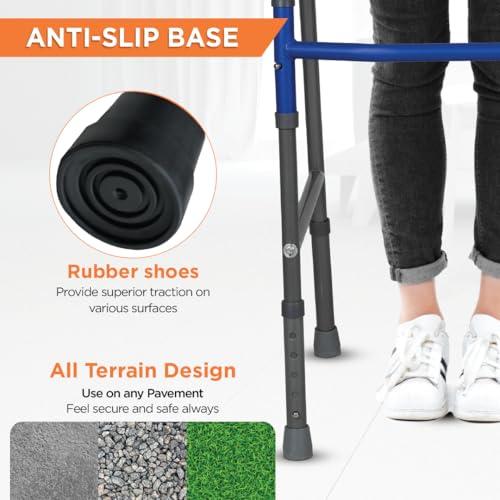 Vissco Vissco Medipedic Walker Plain With Double Bar,Walker for Elderly & Physically Challenged,Foldable, Light Weight & Height Adjustable, Made with Premium Grade Rubber Shoes & PVC Grip -Universal(Grey)