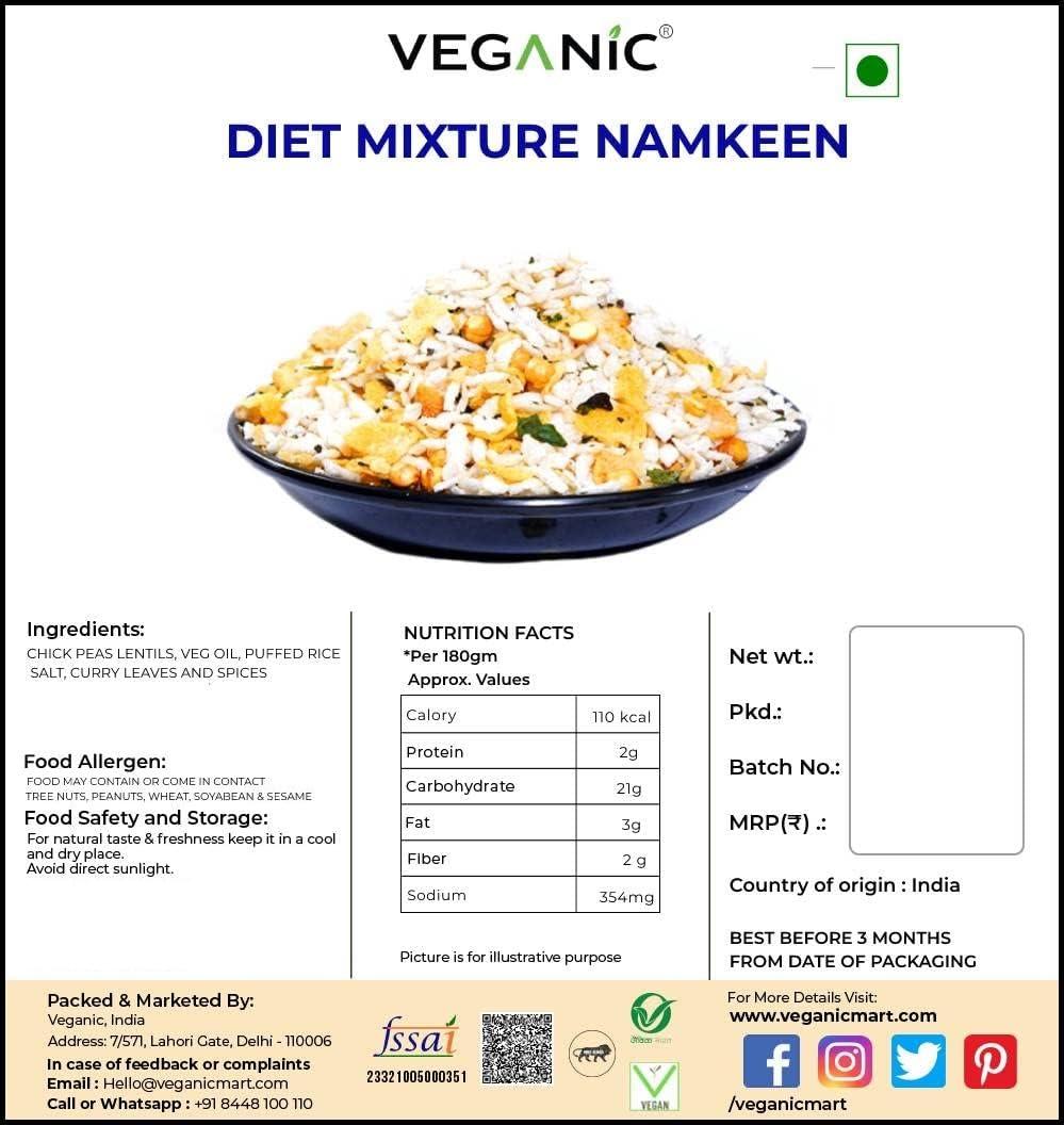 Veganic Veganic lite Mixture | Diet Mixture Namkeen | Healthy Snacks For Tea Time | Halka Fulka Mixed Namkin | Snack With Puffed Rice And Chana (800g)