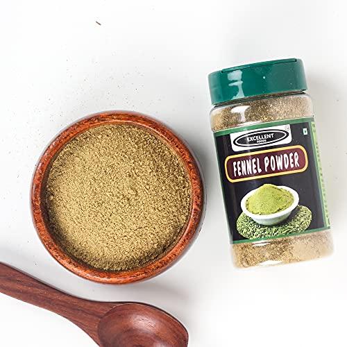 EXCELLENT FOODS EXCELLENT FOODS - Fennel Seeds Powder 100g (Saunf/Variyali Powder) | Strong Aroma | Freshly Ground & Pure | No Colors Added | Gluten Free | NON-GMO