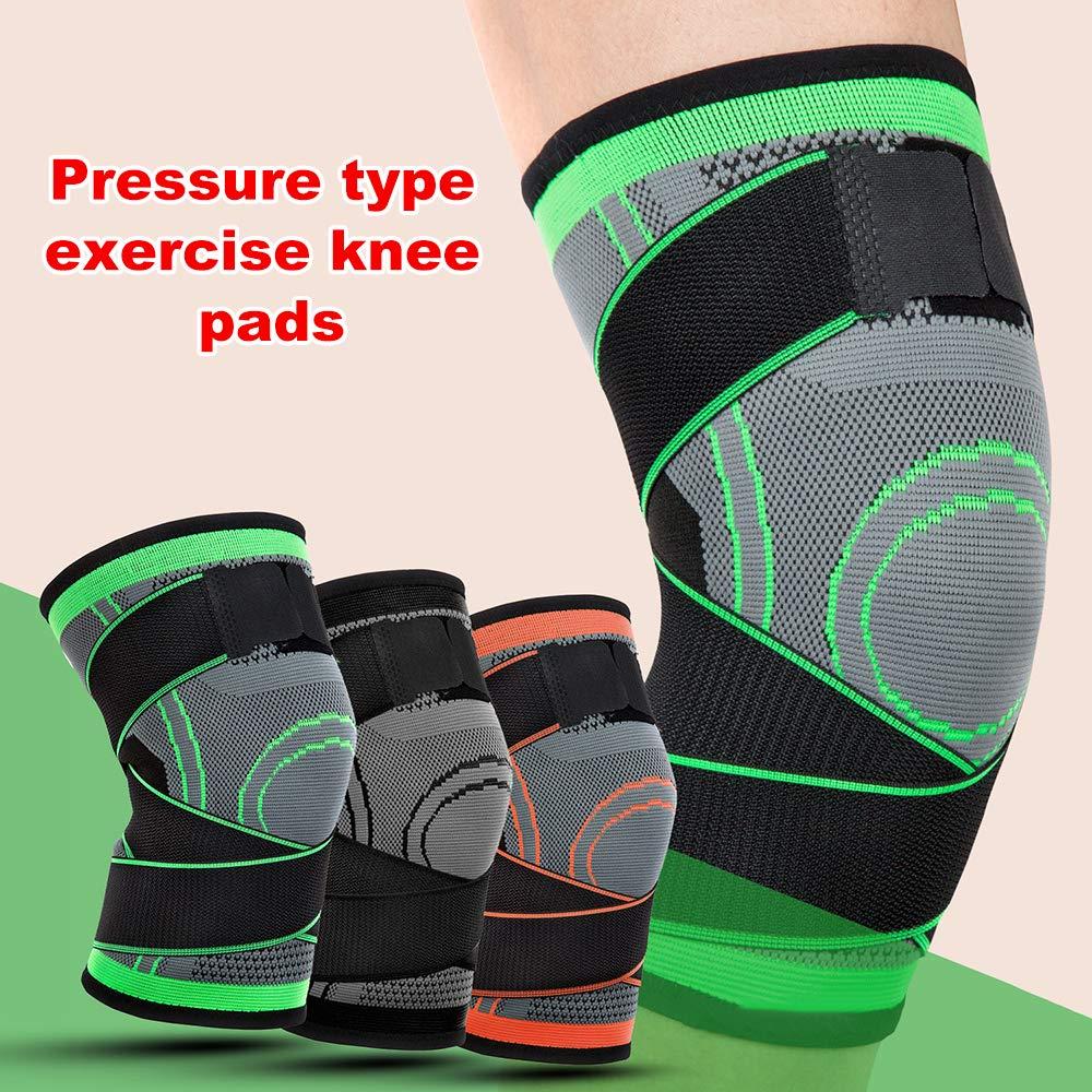 Decdeal Decdeal 1PC Knee Support Professional Protectives Sports Knee Pad Breathable Bandage Black+Grey XL