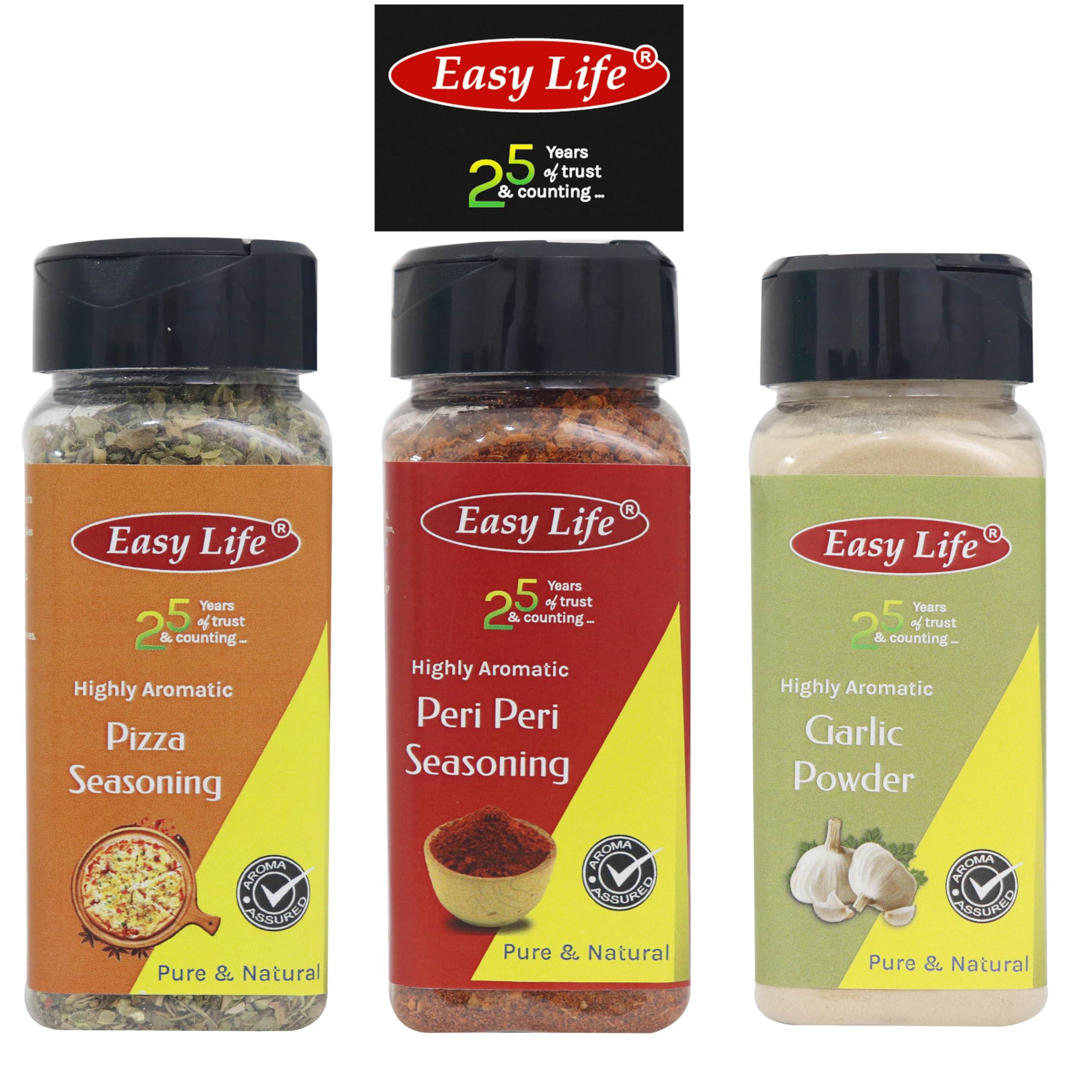 Easy Life Easy Life Pizza Seasoning 25g + Peri Peri Seasoning 75g + Garlic Powder 80g (Combo Pack of 3)