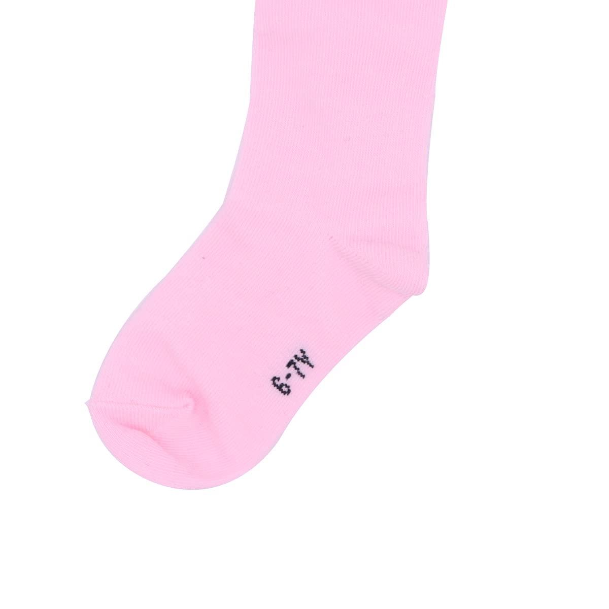 FZBNSRKO Flyusa 1 Pair Toddlers Children Kids Girls Boys Cotton Bootie Knee High Long Soccer Socks Team Socks for Kids 6-7 Years Old(Pink)