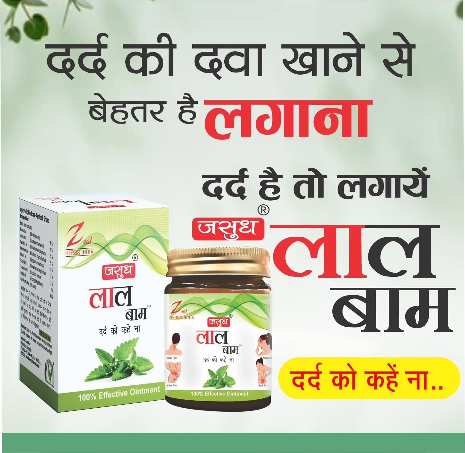 ZEAL HERBS INDIA Zeal Laal Strong Pain Relief Balm Made With Natural And Ayurvedic Formulation With Strong Smell (Big Size) 40gm Non- Sticky, Fast Absorption In Orange Color - 40 Gm (Pack Of 12Pcs)