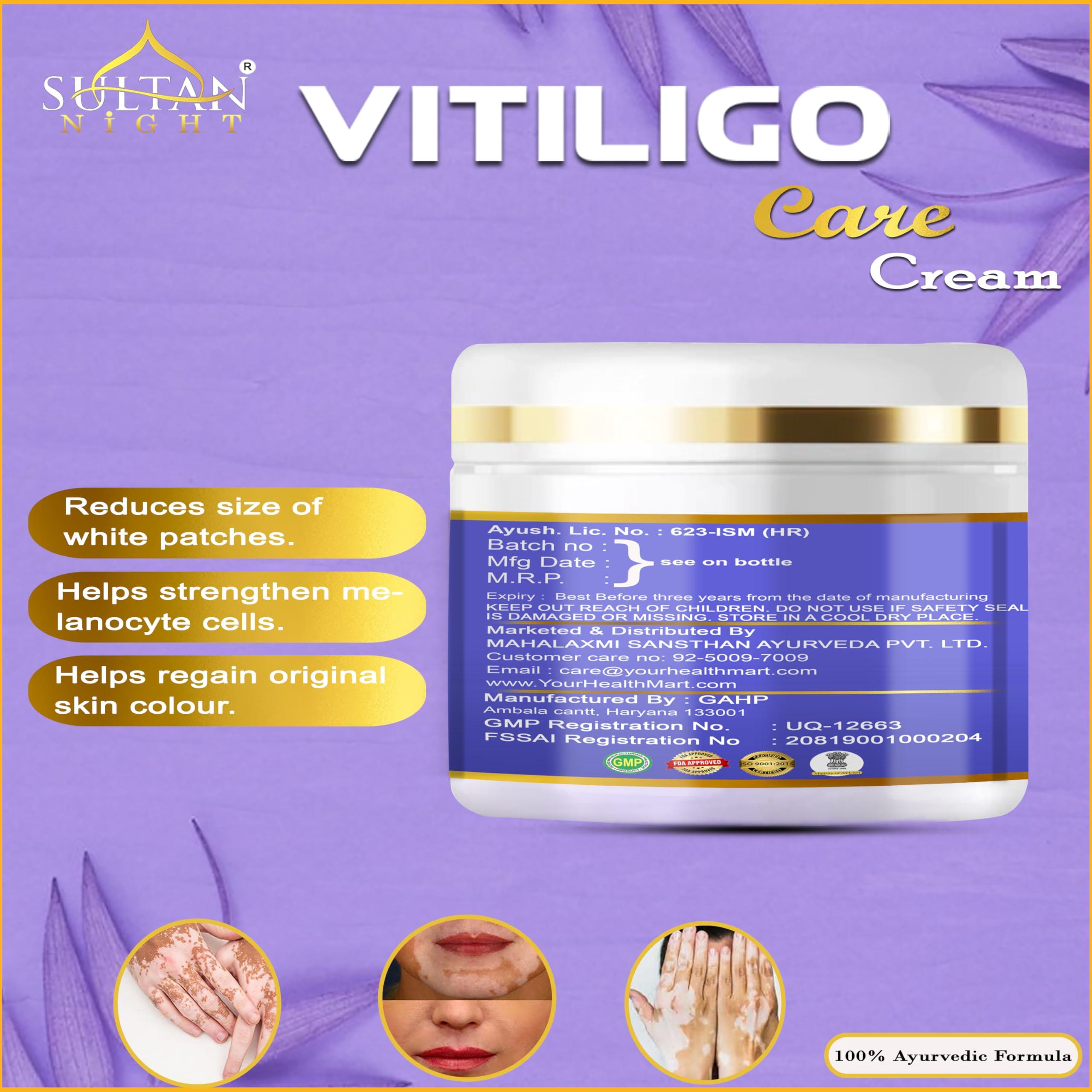 Sultan Night Sultan Night Vitiligo cream 100gm | Super Effective on Vitiligo | White Patches, Discoloration of Skin, Scar Removal, Piebald, Sweat Spot for men and women(2x50g)