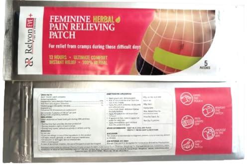 Relyon EVE RELYONEVE E Herbal Pain Relief Patches - Menstrual pain Cramps -Back pain -World first trasndermal patch with Boswella- Instant Releif Plaster & Patch (5 Patches)