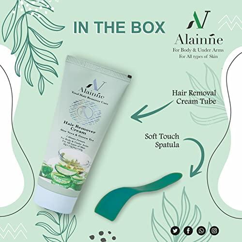 Alainne Alainne Total Hair Remover Cream for Body & Under Arms, Enriched With Aloe-Vera & Green Tea, Ideal For Men & Women (Pack 1, 33g)