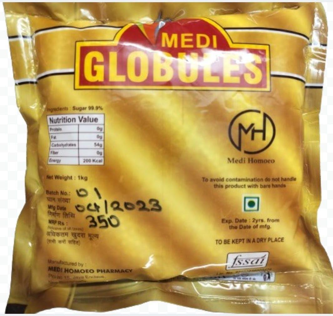 Medi Homoeo Medi Homoeo Sugar Globules Blank Pellets Plain Pills Sugar Globules Sulphur Less No For Homeopathic Medicine (1kg - 60 Size)
