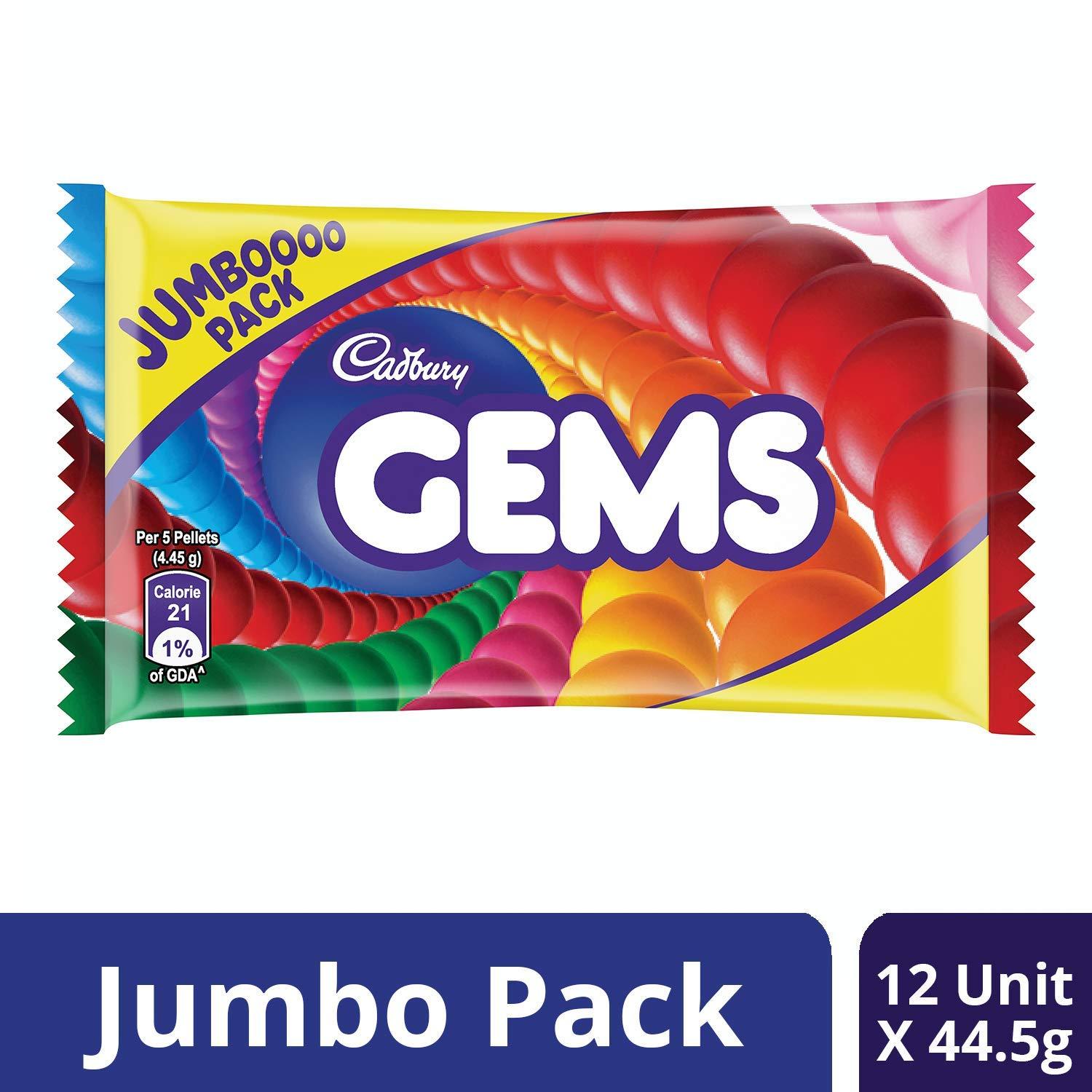 Cadbury Cadbury Gems Chocolate Jumbo Pack, 44.5 g (Pack of 12)