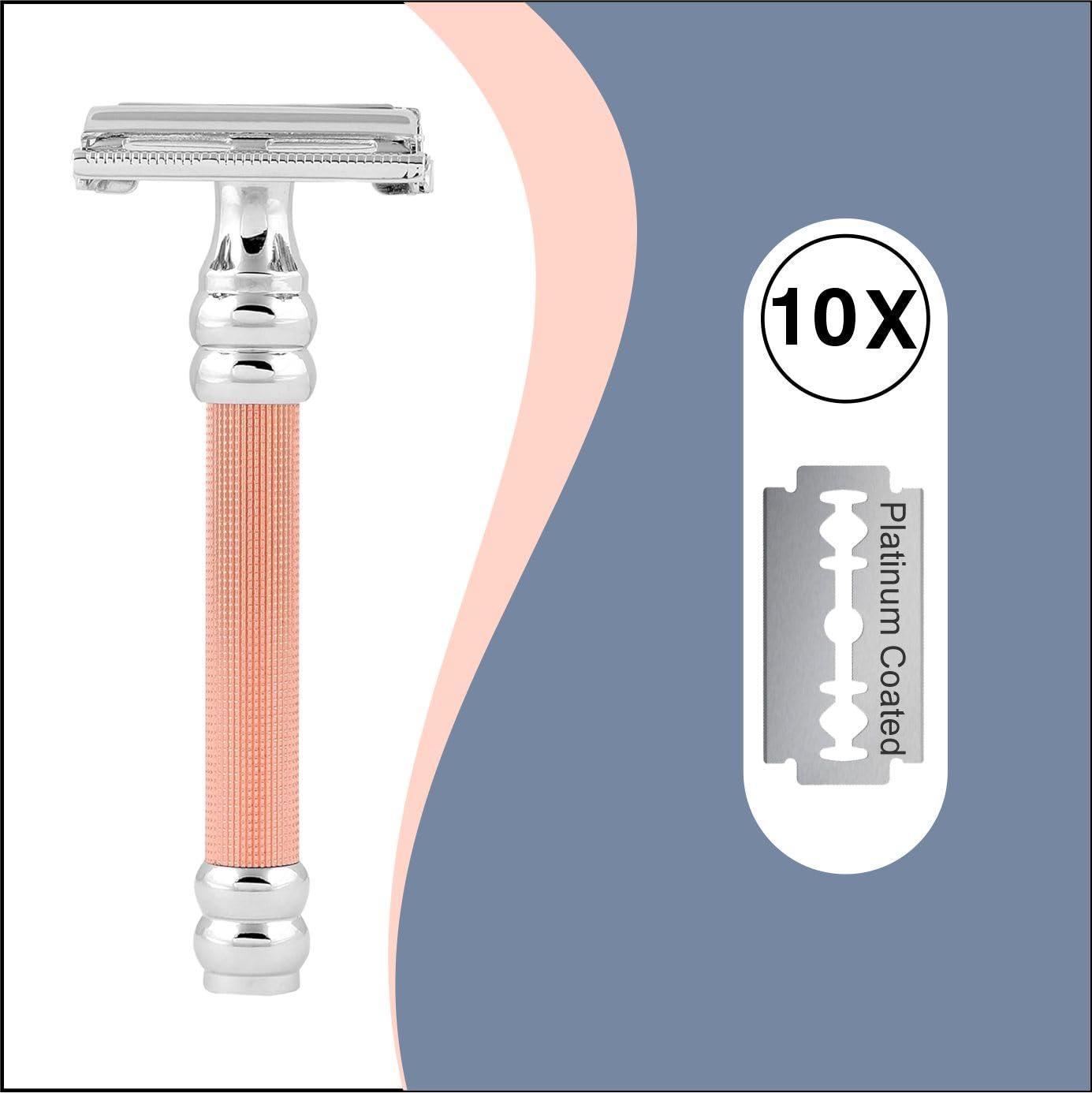PEARL Pearl Shaving Double Edge Butterfly Safety Razor SBF-11 (Rose Gold) made with Brass Metal - Best Shaving Razor for Men | Classic & Traditional shaving Kit for Men | Premium blade razors | Holi gift options