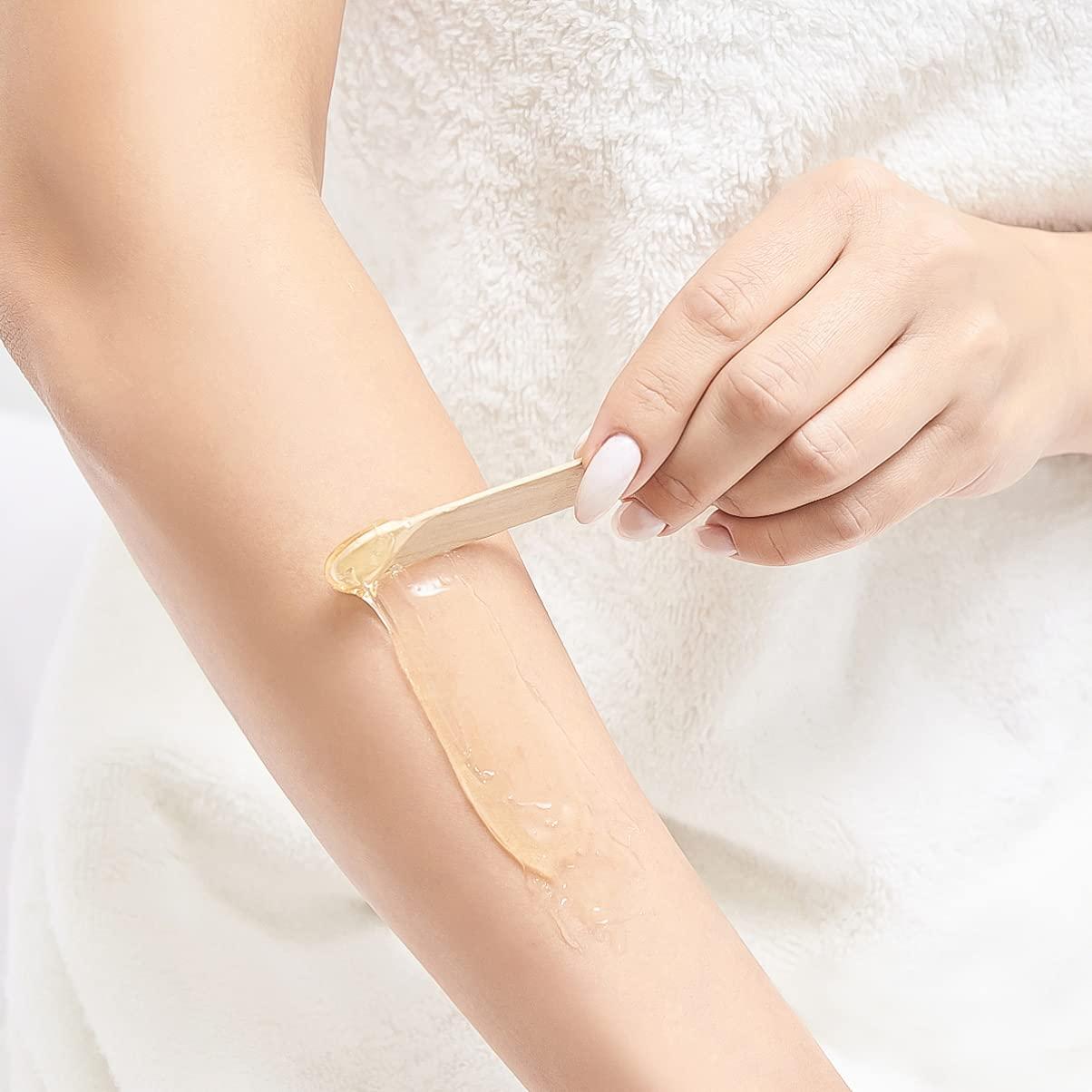 Artibetter ARTIBETTER 200pcs Wood Wax Sticks Facial Body Waxing Applicator Stick Round Square Hair Removal Spatula Sticks for Women Men