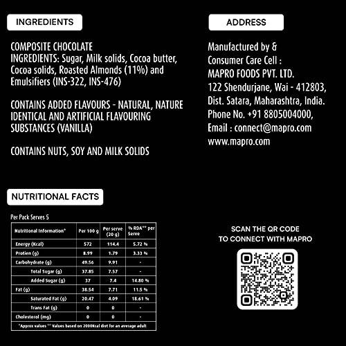 Mazaana Mazaana Milk Chocolate with Almonds Bar, 100gm, Premium Chocolates, Iron, Potassium, Zinc, For Every Occasion.(Pack of 4)