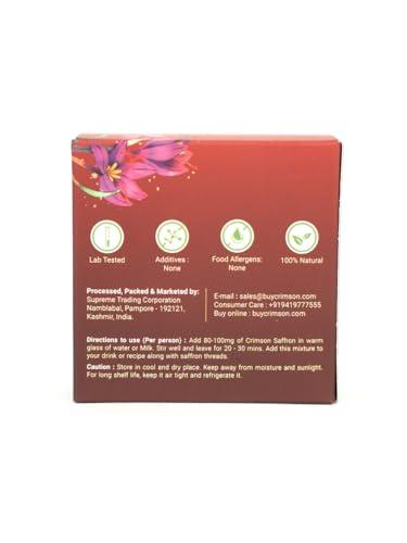 CRIMSON Crimson Kashmir Saffron 1gm | Kashmiri Kesar | Kashmir Saffron | Mongra Saffron | Zafran | Keshar