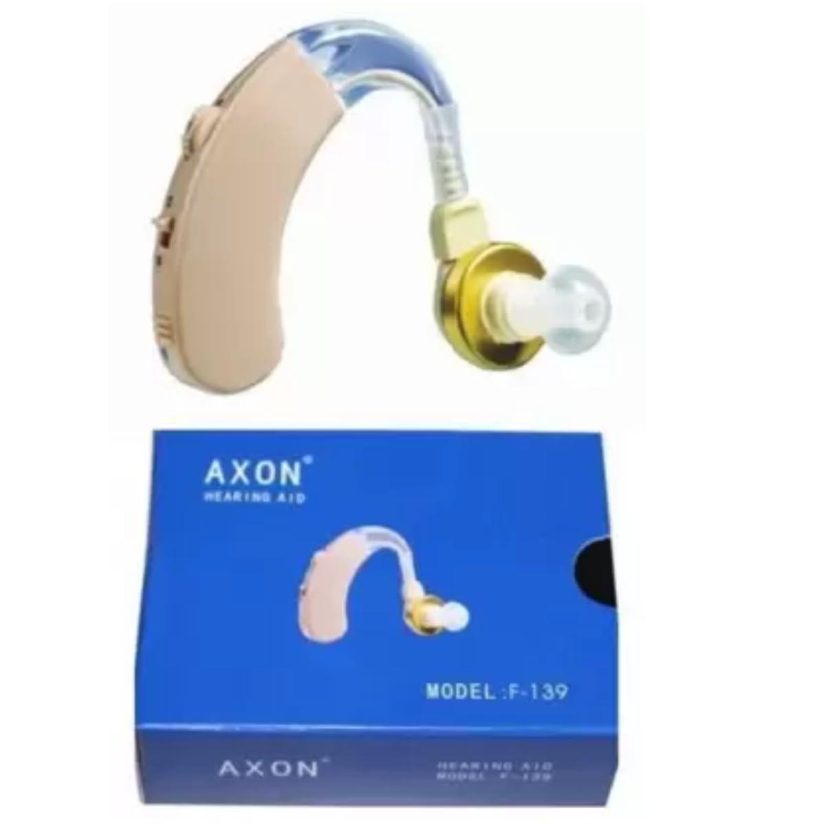 Aika AA Super Axon Hearing Aid with 3 Month Warranty and Free Special Power Kit Worth 499/- BTE Model Hearing Amplifier all Age Hearing Loss Ear (1 Pcs, Model-F-139m, Beige Color, For Single Ear)