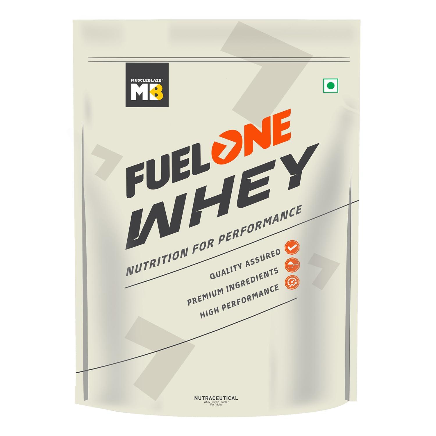 MuscleBlaze FUELONE Whey Protein (Cookies & Cream, 1kg / 2.2lbs) | 24g Protein | 5.29g BCAA & 4.2g Glutamic Acid