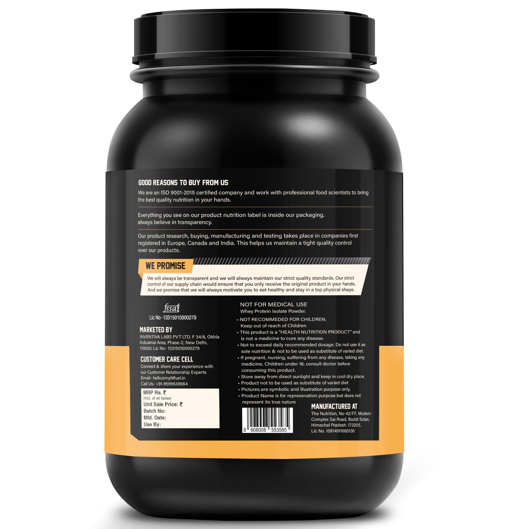 MyFitFuel MyFitFuel Elite ProZymes Whey Isolate Primary Source, Hydrolyzed Whey | Clinical Trial Enzyme & Probiotics For Faster Digestion Enhanced Absorption & Gut Health (Cookie & Cream, 1 Kg)