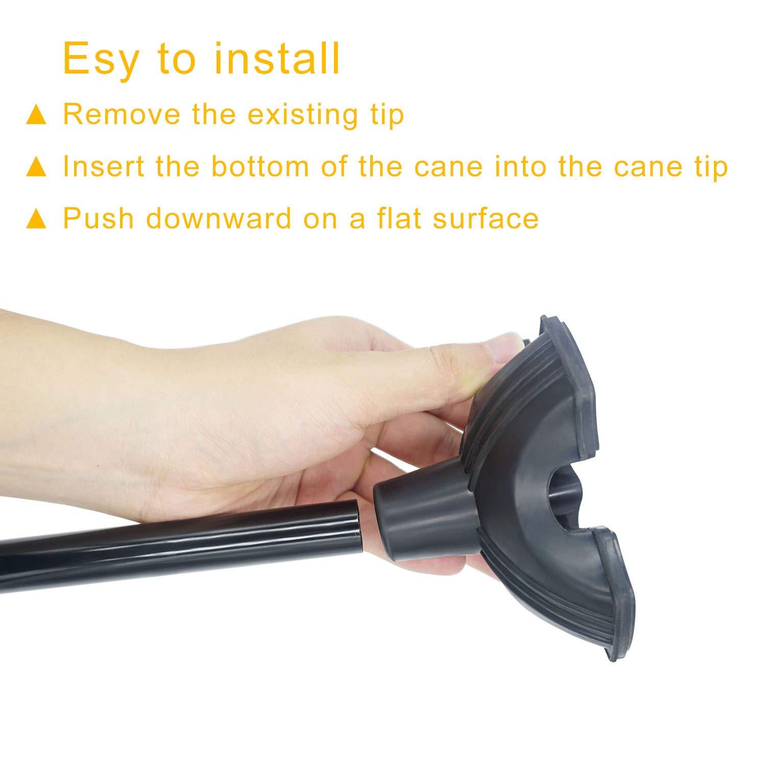 YAMTHR YAMTHR Cane Tip with Quad Support Rubber Foot for Walking Canes 3/4 Inch Shaft, Self-Standing, Anti-Slip Stable Four Point Cane Tip Universal 4 Leg Attachment for Walking Stick (Quad Cane Tip)