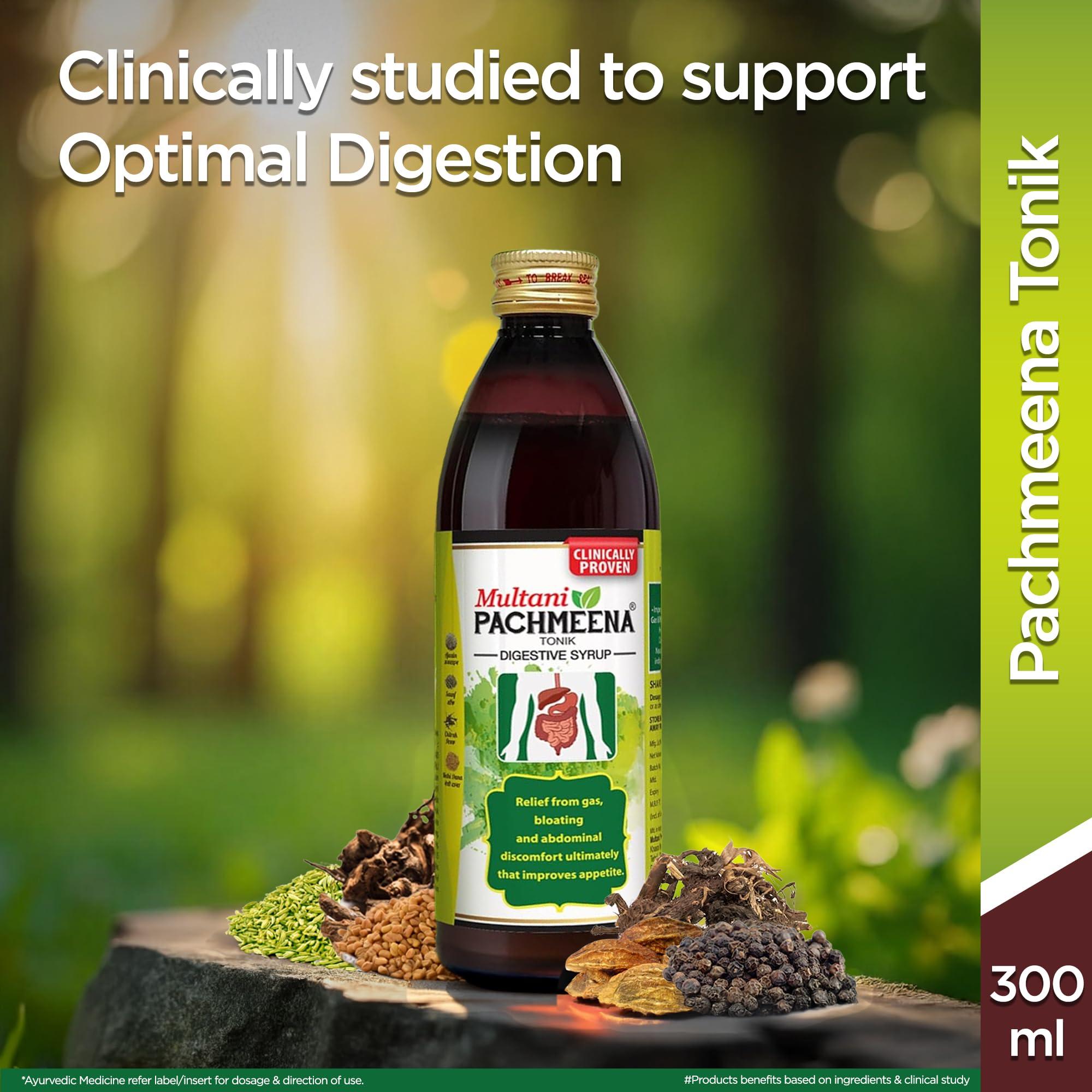 Multani Multani Pachmeena Tonik Digestive Syrup |Ayurvedic Products For Better Digestion | Relief From Gas, Bloating, Abdominal Discomfort | Improves Appetite 100% Natural & Ayurvedic | 300 Ml