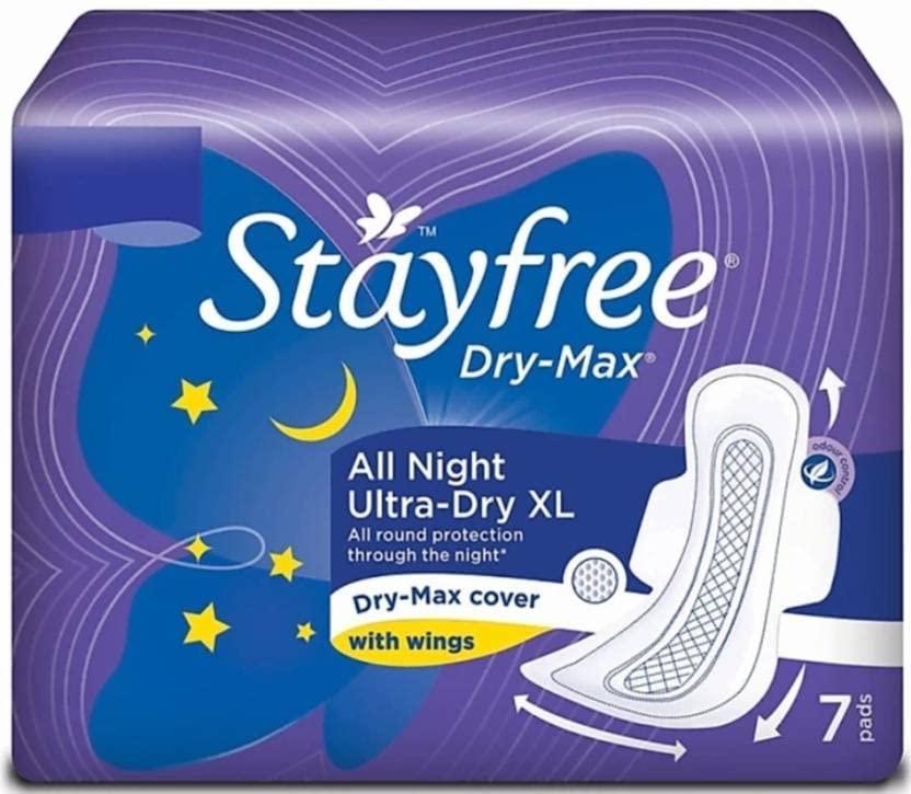 Stayfree STAYFREE Dry Max All Nights 7+7+7+7 Pad Sanitary Pad (Pack of 4)
