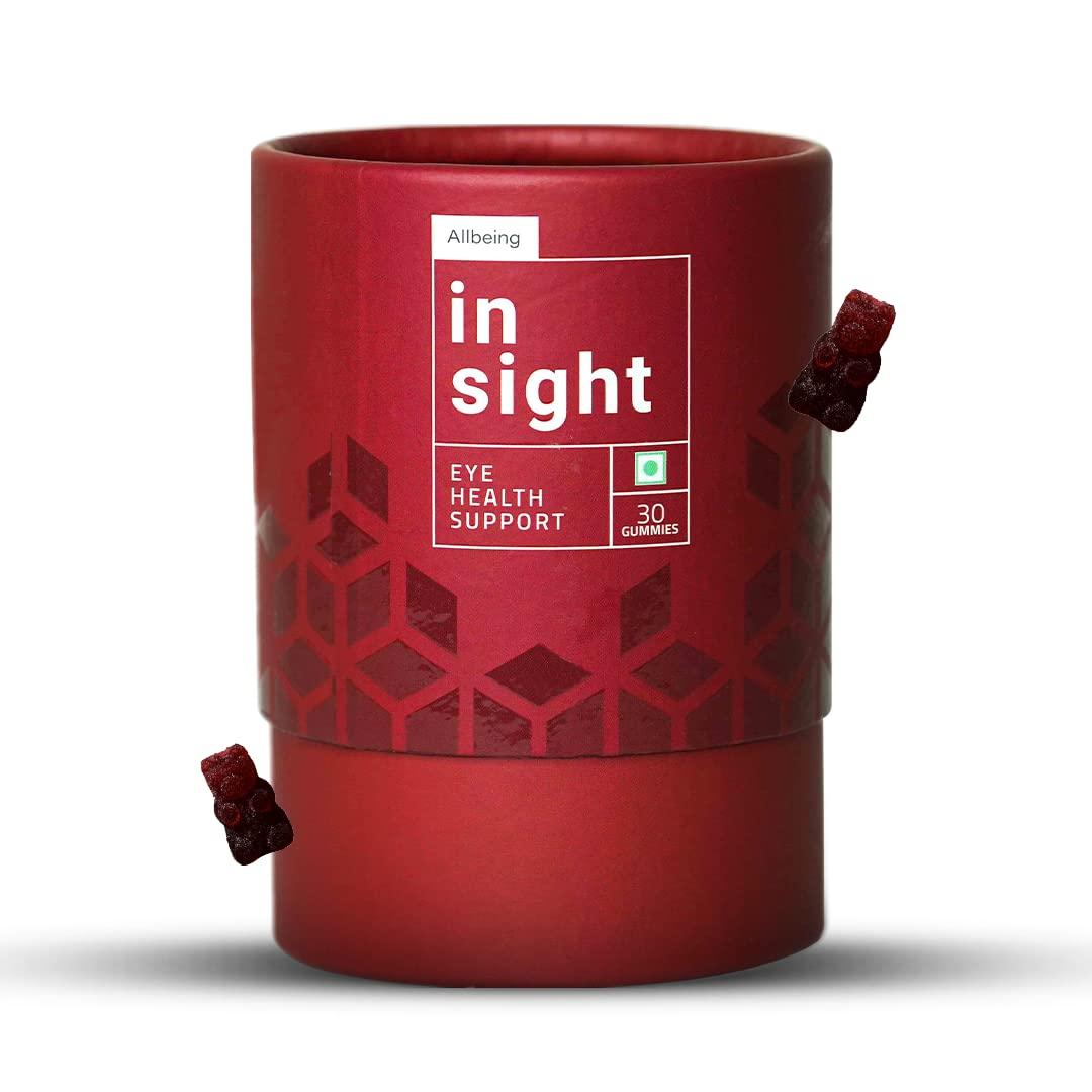 Allbeing Allbeing Eye Supplements Gummies | Insight for Complete Vision Support & Eye Health, Protects against - Dry Eyes, Eye strain, Blue light & Glare | Contains Lutein, Natural Astaxanthin, Bilberry Ext, Vitamins A,C, E, | 100% Natural Flavor - 30 Gummies