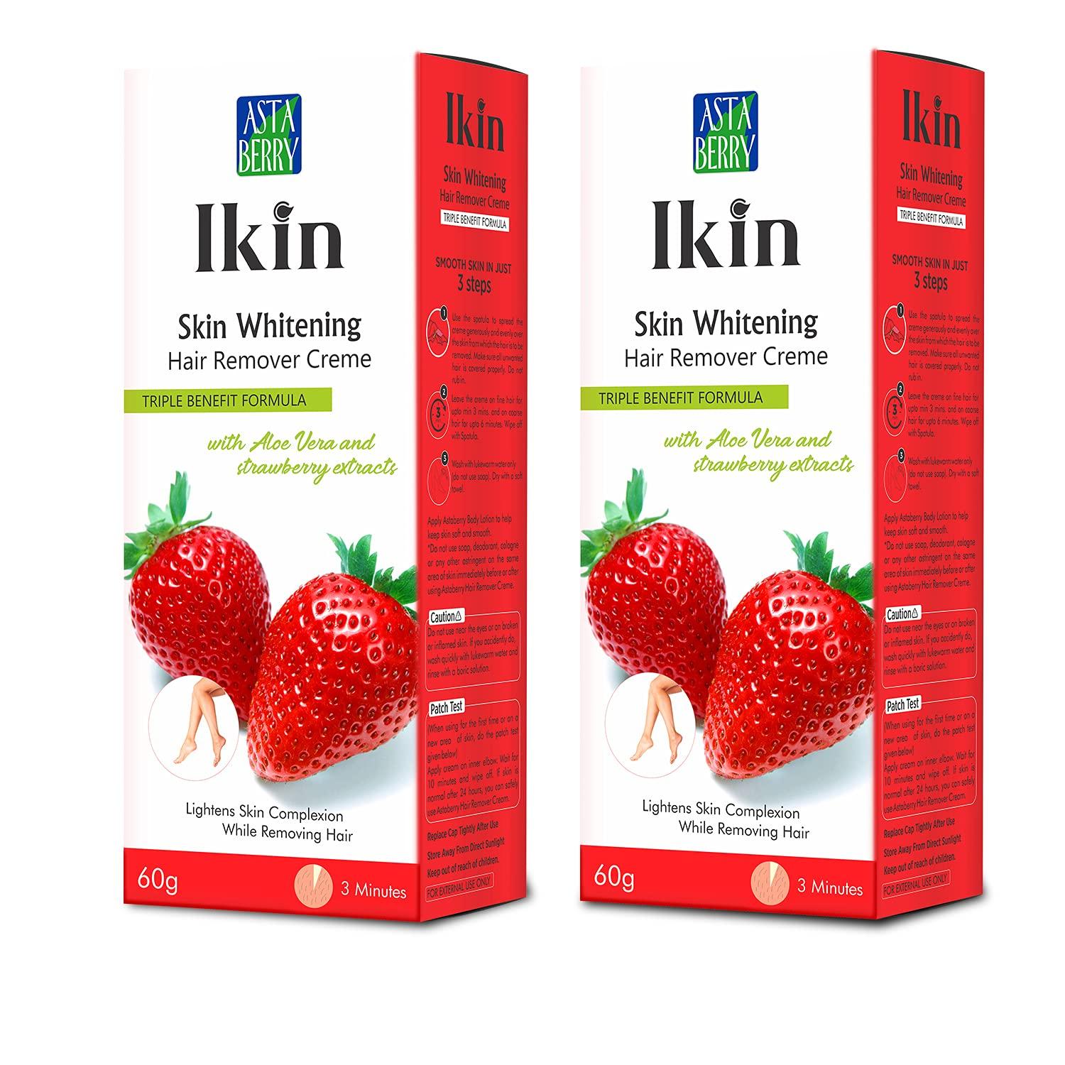 Ikin Ikin Skin Brightening Hair Remover Cream For All Skin - Bikini Hair Removal Cream For Women & Girls | (Pack of 2 (60gm X 2))