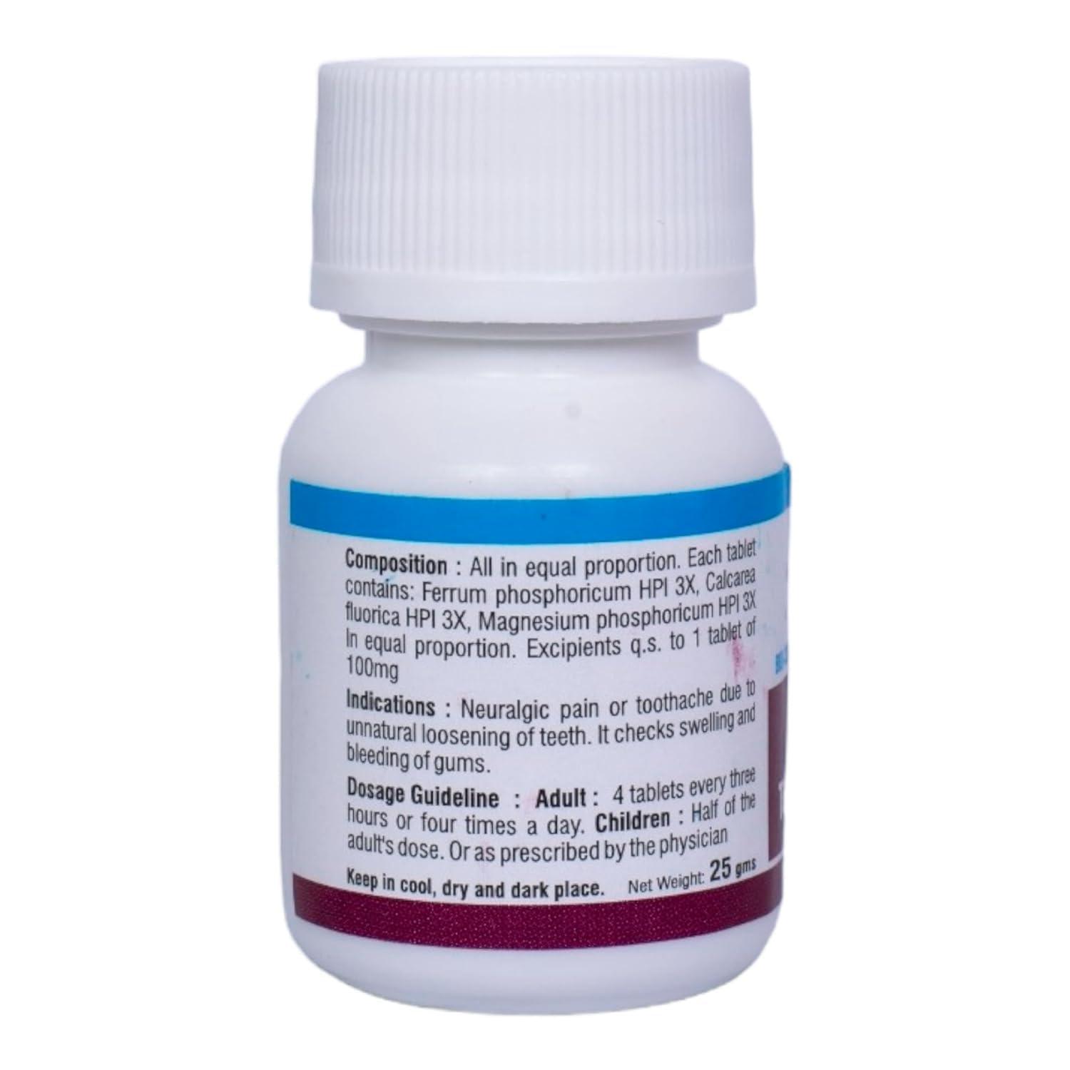 DR PATELS HOMEOPATHIC MEDICINES Dr Patel\'s 2Pcs Homeopathic Toothache Tablets - Natural Relief for Neuralgic Pain, Toothache | Promotes Healthy Gums | Stops Losing Teeth-25gm