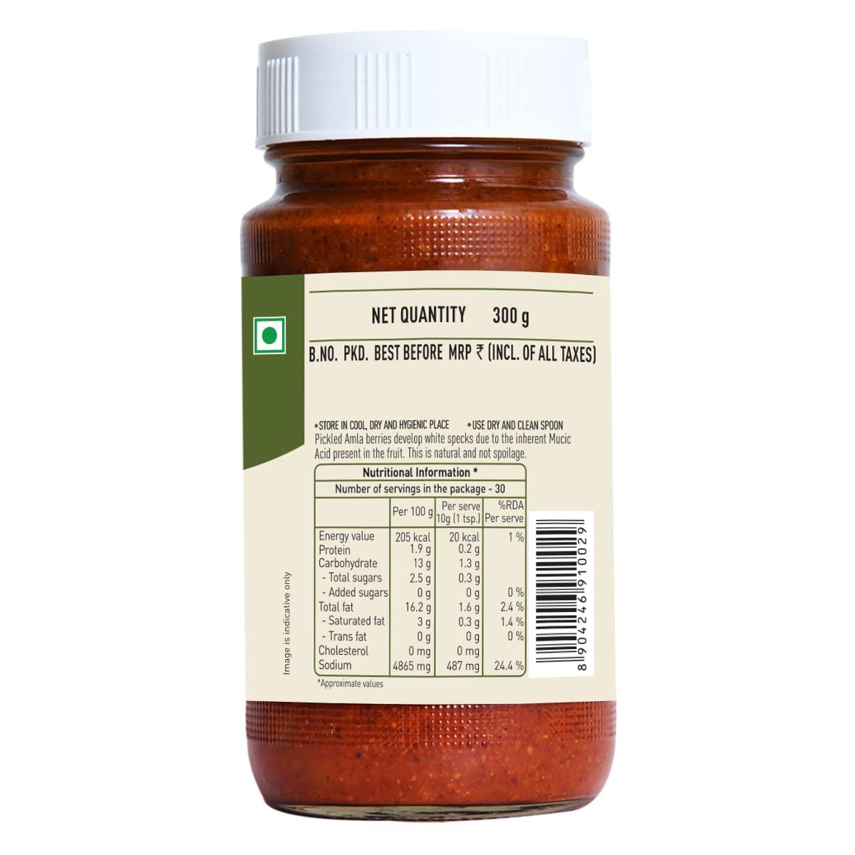 Priya Priya Amla Pickle With Garlic,300G-Authentic Telugu Style Amla Achar|Traditional South Indian Taste|Homemade Andhra Pickles|Tangy Taste|With Amla Berries,Tamarind Paste&Mixed Spices|Glass Jar