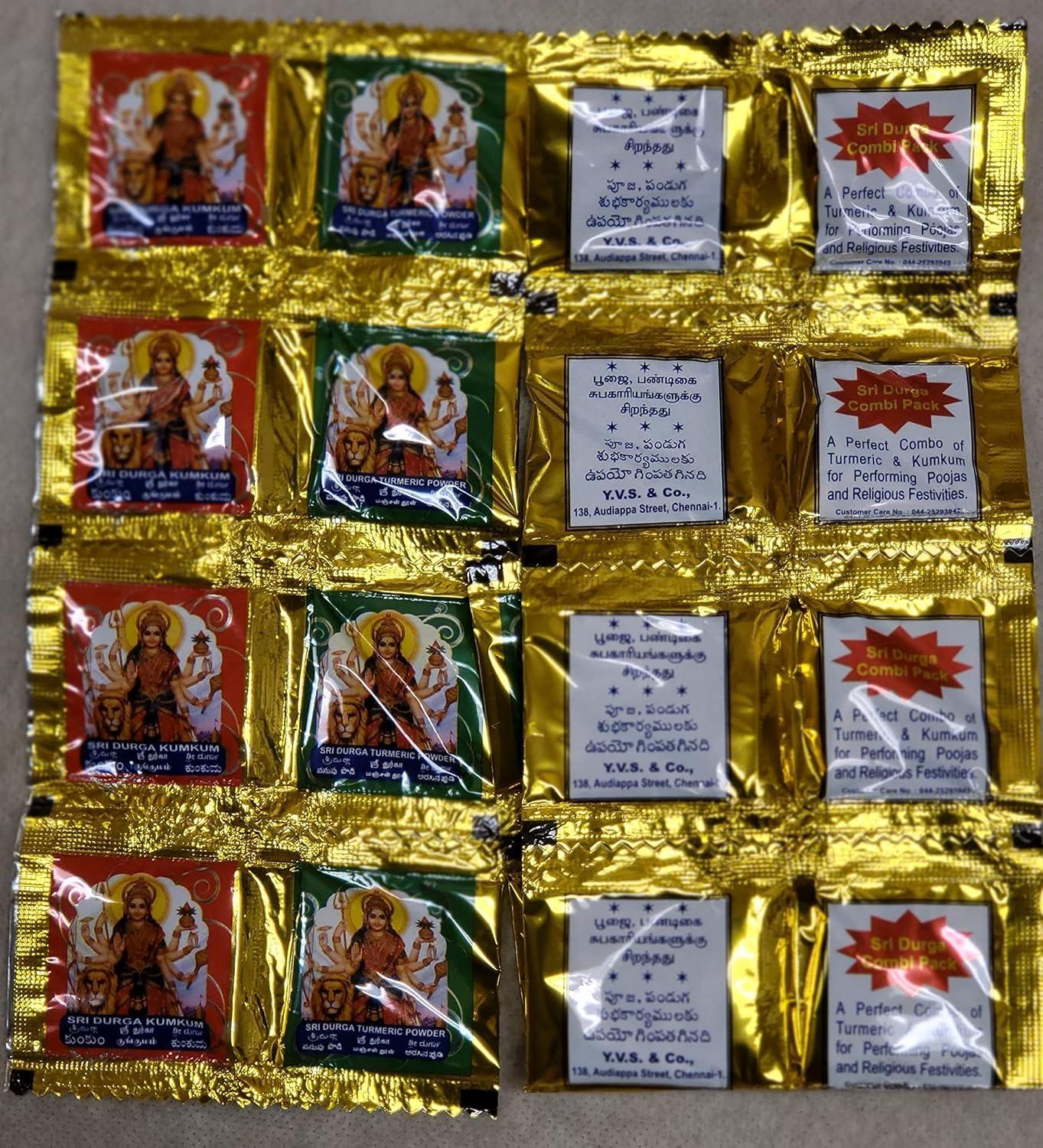 Bluffy Bird Kumkum and Turmeric Powder Gift Combi pack (50pc Kumkum + 50pc Turmeric) - Pack of 50