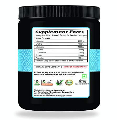 MUSCLE TRANSFORM Muscle transform Extreme Energy BCAA- Amino Acids -Free - Glutamine - Citrulline - L-Arginine - Taurine, Energy drink for Workout BCAA Powder, Pre/Post/Intra Workout Supplement 100% Micronized Vegan, Muscle Recovery, Lean Muscles & Endurance BCAA Pow