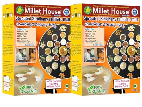 Millet House Millet House Sprouted Siridhanya Millets Malt | 30 Natural Ingredients | 100% Healthy Chemical Free Natural Certified Millet Drink | Traditional Millets Organic Mix (1kg) (500g x 2packs)