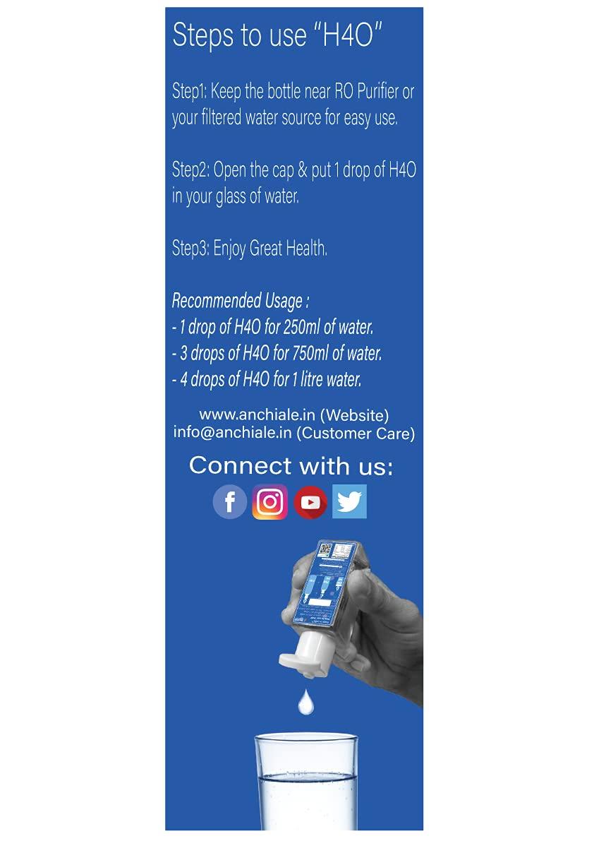 H4O H4O: (Pack of 4)TDS enhancing mineral drops for RO water. Say goodbye to fatigue and body aches. Great Alternative to Calcium, Magnesium and Potassium Tablets. Essential Minerals for 1000 glasses of water.