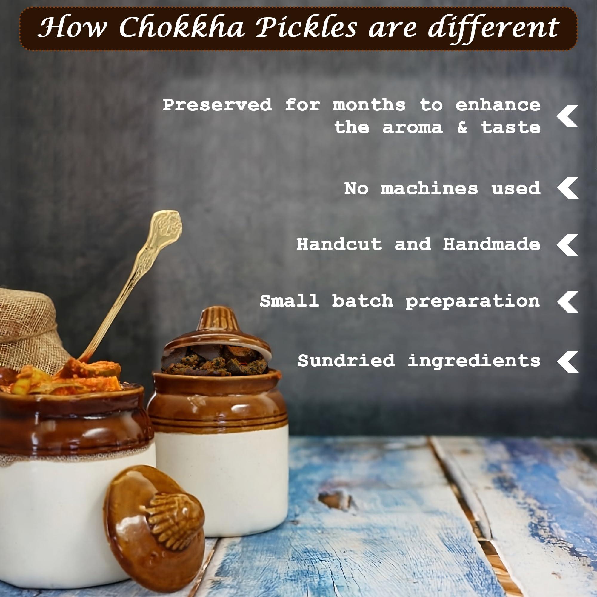 Chokkha Chokkha Traditional Homemade Hing Pickle | Senda Namak | No Colour |100% Oil-Free | | 400 Gm