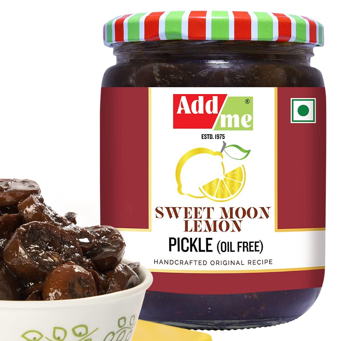 Add me Add me khatta meetha Lemon Lime Pickle Without Oil 1.2kg nimbu ka achar Sweet and Sour Homemade Taste 600gm (Pack of 2)