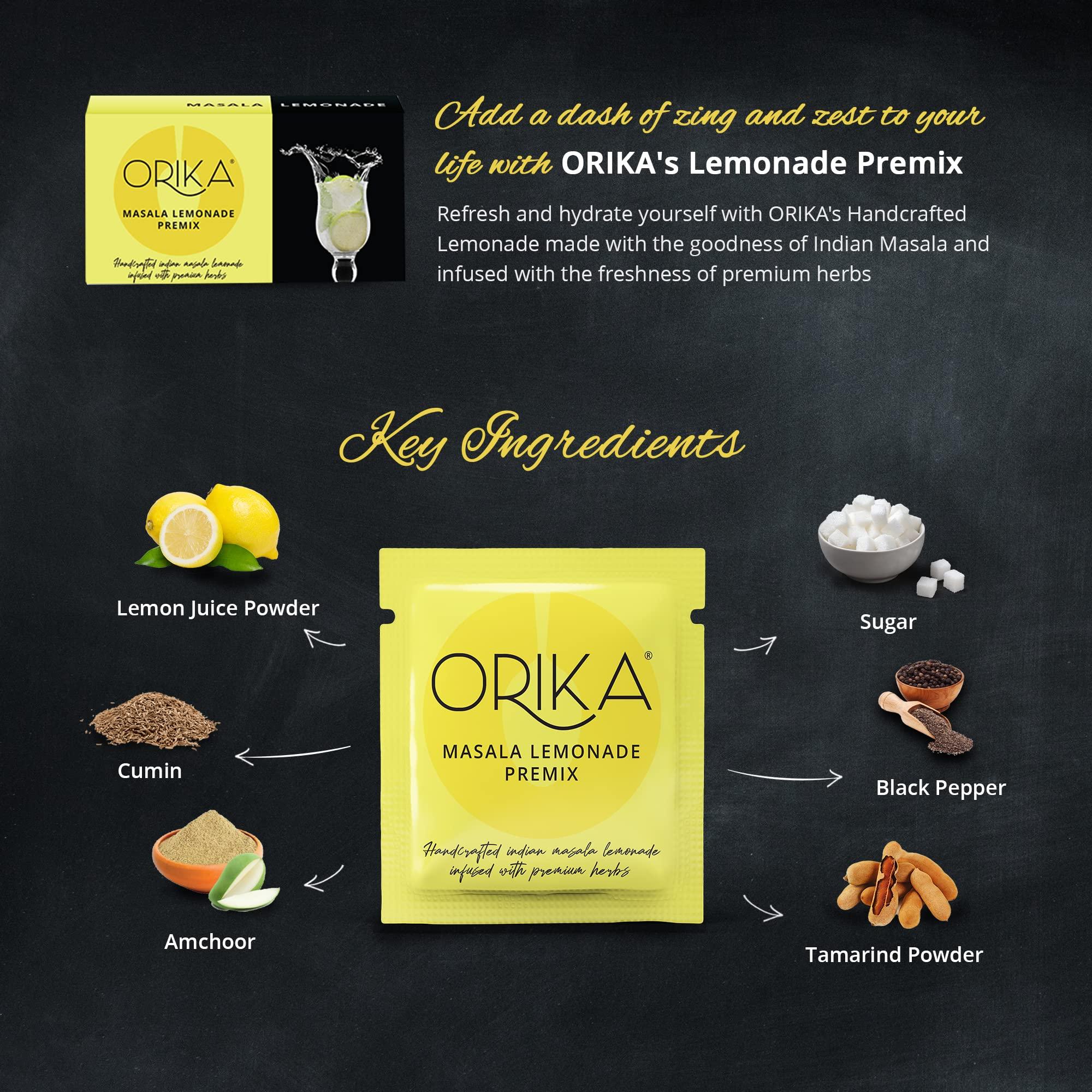 Orika Orika Masala Lemonade Premix | 380g (20 Sachets) | Infused With Premium Herbs | Handcrafted Instant Drink Premix | Refreshing Summer Drink