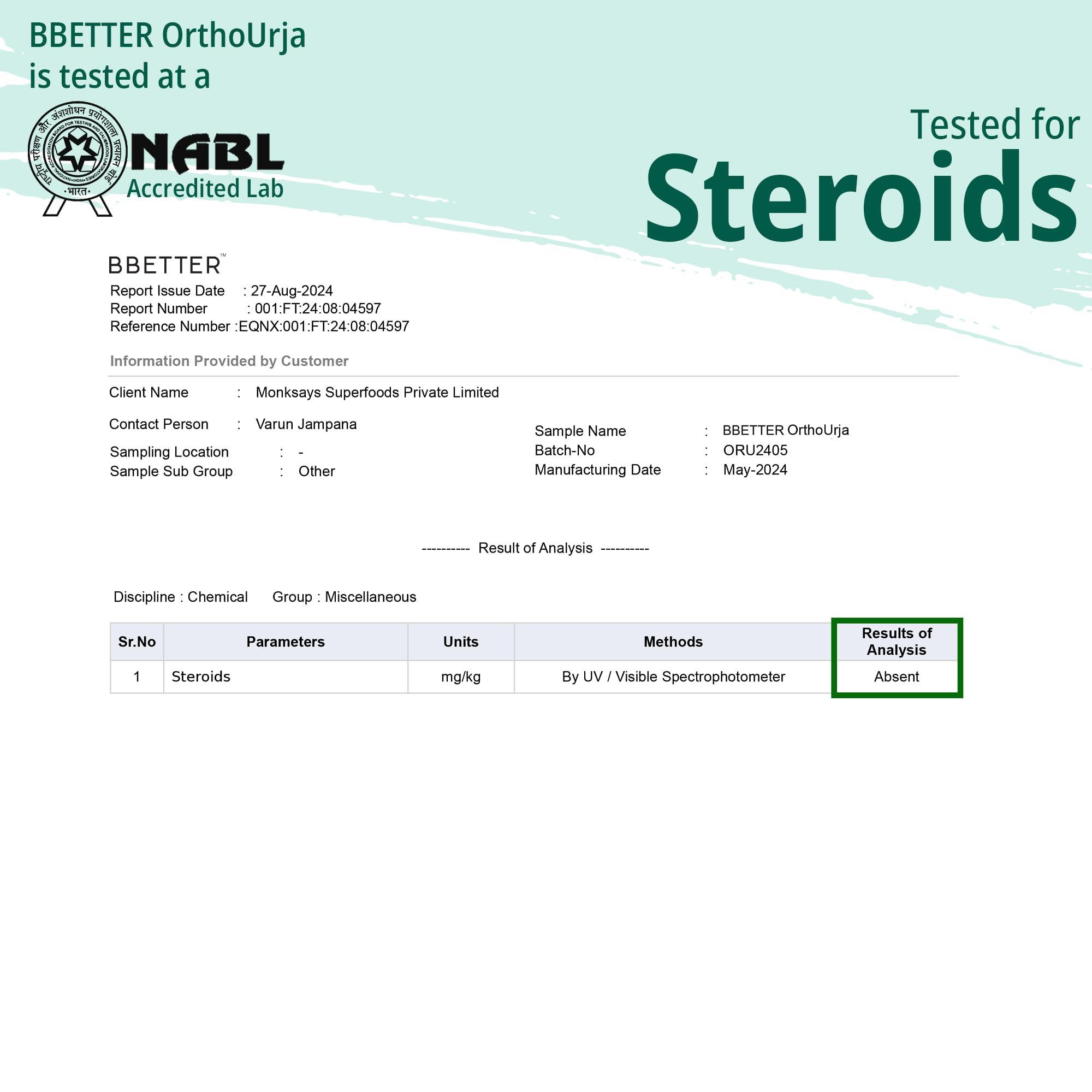 BBETTER BBETTER OrthoUrja -Ayurvedic Knee Pain, Joint Pain & Arthiritis Relief | Made by Taila Paka Vidhi Method | 60 Softgels for Knee Pain, Joint Pain & Arthritis Relief