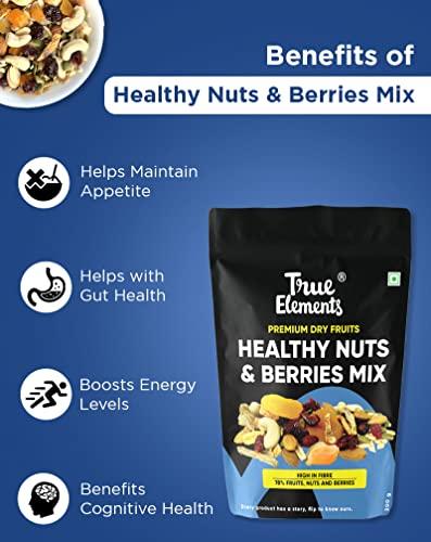 True Elements True Elements Healthy Nuts And Berries Mix 200gm - Roasted Dry Fruits | Nuts and Berries | 43% of Premium Cashews & Almonds