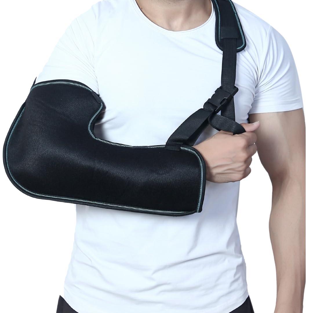 EASEFIT EASEFIT Arm Supporter Arm Sling Pouch Belt with Elbow Support, Arm Immobilizer Brace for Fracture, Sprain, Dislocation and Pain Relief Arm Support Arm Brace for Fracture and Sprain (S, Black)