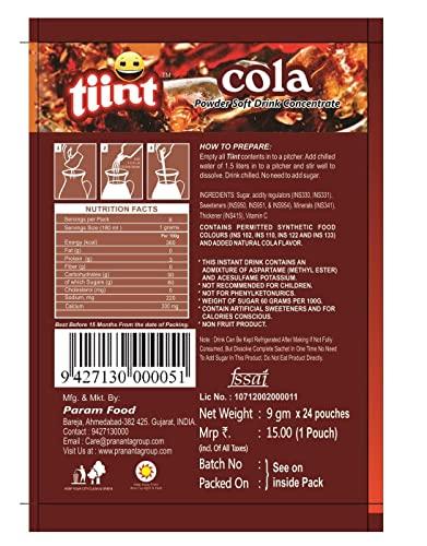Tiint Tiint Instant Drink Mix, Cola - Pack of 24 (Per Pack 9 GM) Powder Soft Drink Concentrate | Enriched With Vitamin-C | Instant Drink Mix | Immunity Booster | Drink Anytime