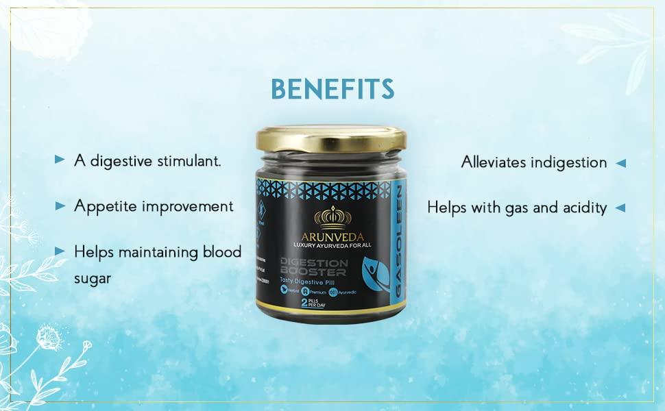 Sudhakar Sudhakar Arunveda Gasoleen Digestion Booster Tasty Digestive Pills with Sudh Heeng, Kala Namak and 9 Natural Herbs