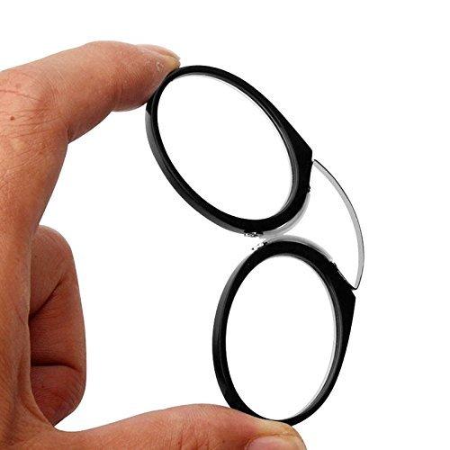 AEC ID Globus Go Everywhere Pince Nez Style Nose Resting Pinching Portable Reading Glasses With No Temple Arms Readers (+2.25, Black)
