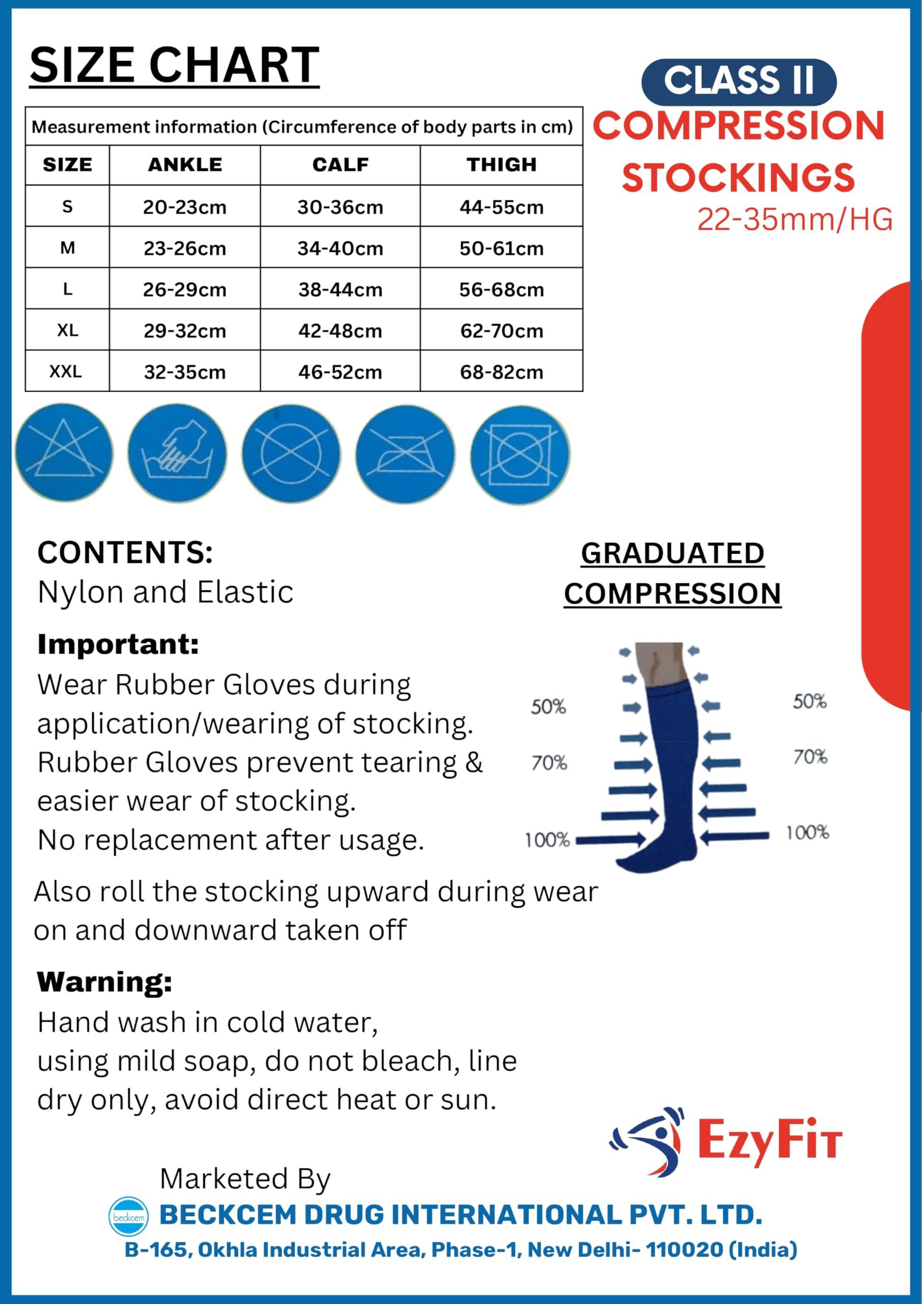 EZYFIT Ezyfit Class II Compression Stockings Below Knee for Varicose Veins | Class 2 Knee Length |Compression Socks Class II | Varicose veins stockings For men and women | 23-32mm/Hg (Medium)