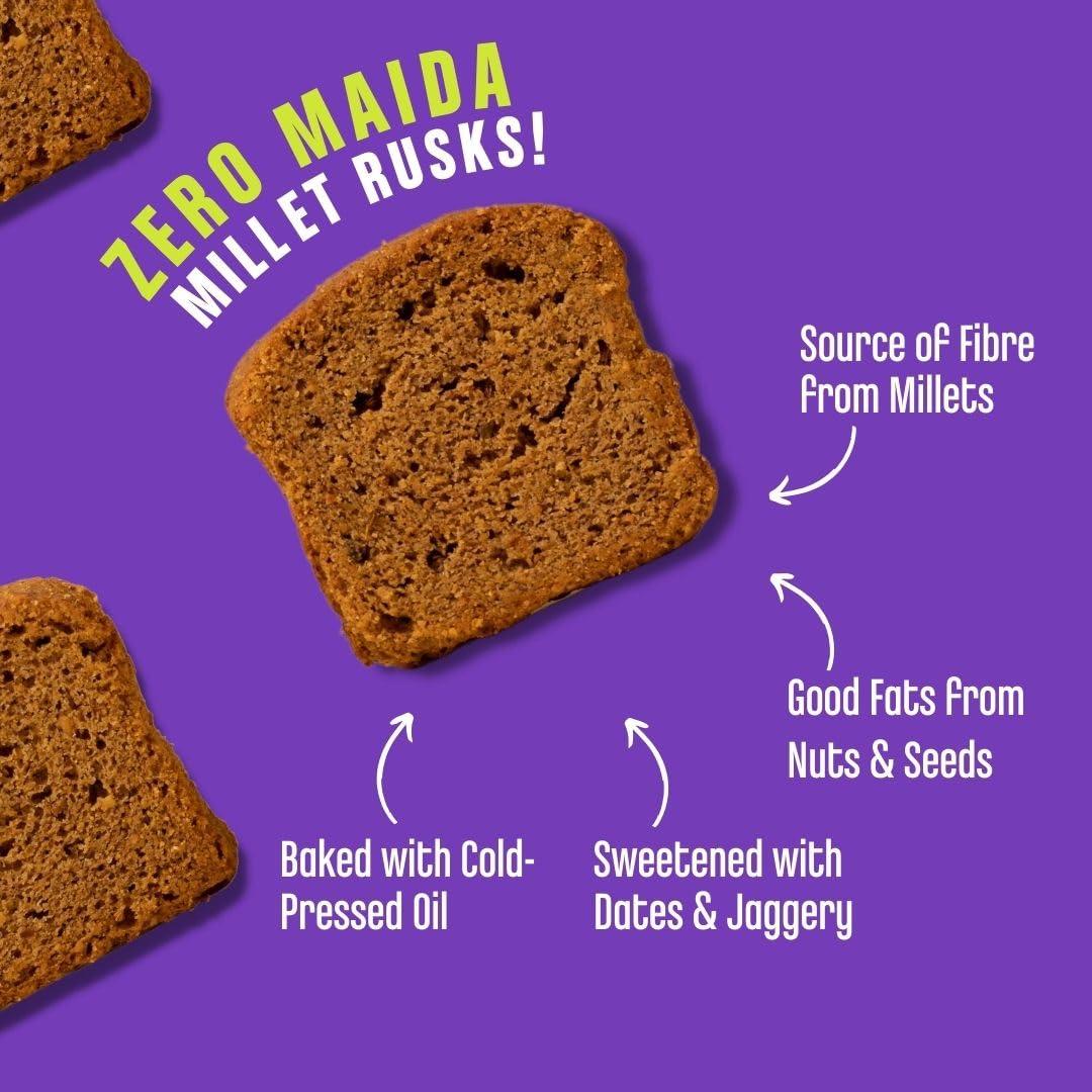 Early Foods Early Foods - Pack of 3 : Ragi, Jowar & Multigrain Rusks | Millet Rusk Sugar Free | No Maida Rusk | Rusks for Kids | Millet Toast Biscuits Rusk 230g x 3