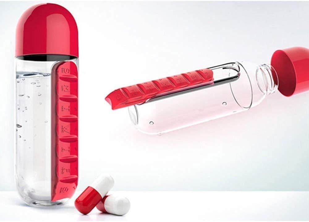 PARVY PARVY Water Bottle With Tablets Storage, Tablet Water Bottle, Pill Box Organizer with Water Bottle, Medicine Storage Box and Water Bottle Combination for Outdoor, Gym, Travel(1 Pcs/Multicolor)