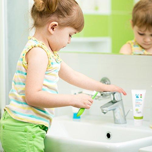 Rain Natural Products Rain Natural Baby Fluoride Free Kids Toothpaste Gel - Non Toxic Safe to Swallow Infant Toddler Tooth Paste, 2.8 Oz, Babies Training, Ages 6 to 12 months and Up Vitamin C Watermelon Toothpaste for Kids