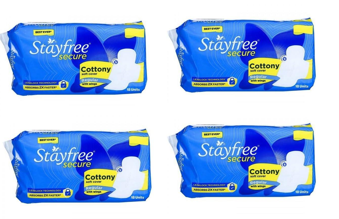 Stayfree STAYFREE best Secure Cottony Soft Regular Sanitary Pad Sanitary Pad (Pack of 4)