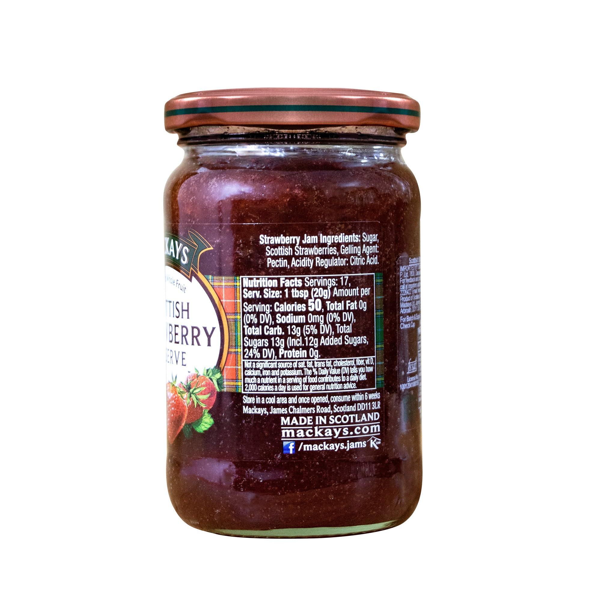 Mackays Mackays Scottish Strawberry Preserve Jam For Bread | Made In Small Batches | Vegan | No Artificial Color And Flavor | Gluten Free | Made With Whole Fruits - 340gm